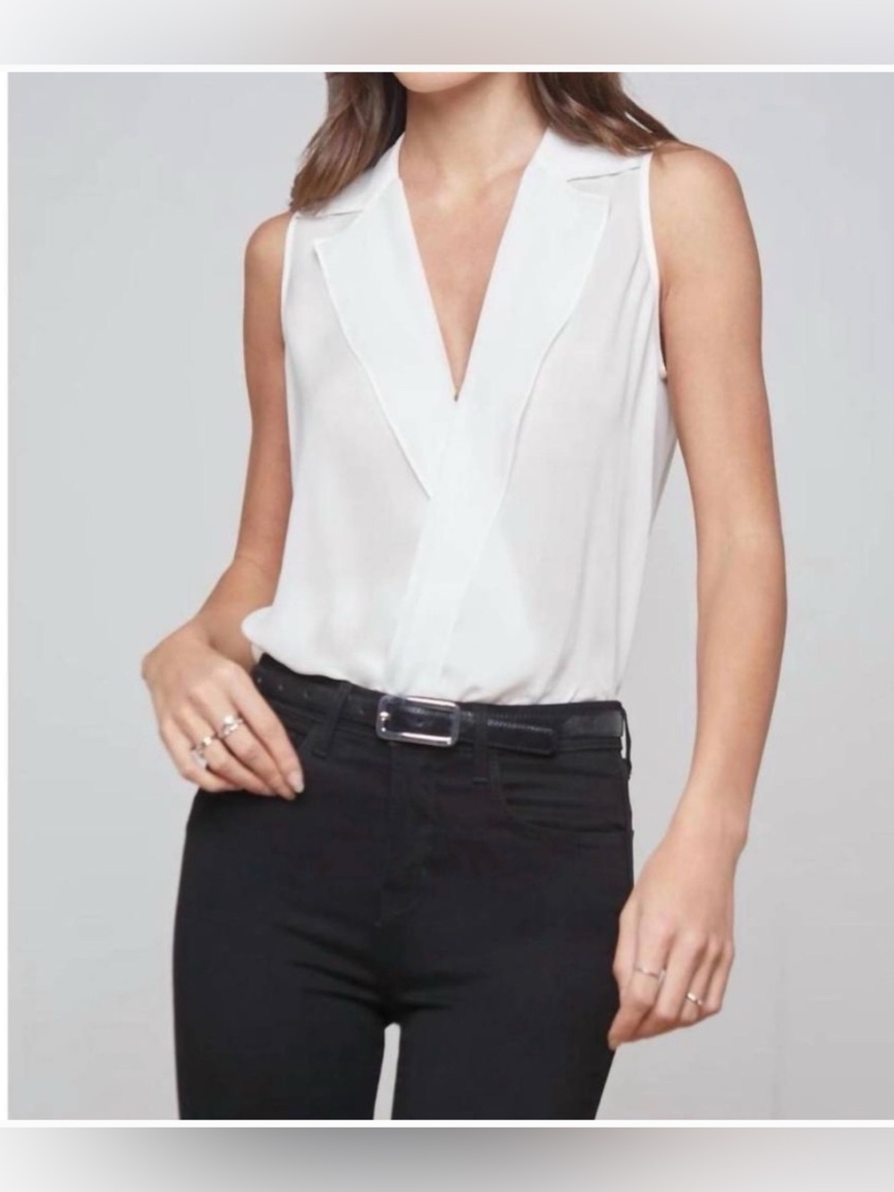 EUC: L'AGENCE 100% Silk Freja Blouse in Ivory, sz. Small ($240 retail)